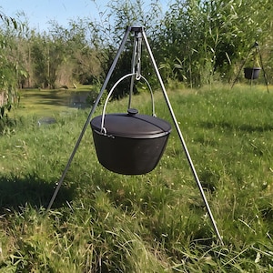 8L Heavy-Duty Cast Iron Tourist Kazan Pot with Lid, Outdoor Cast Iron Cooking Pot Perfect for Campfires, Traditional Cauldron, Gift for Dad