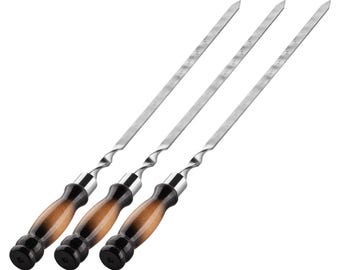 BBQ steel skewers set, grill accessories, kebab skewers, father's day gifts, campfire skewers, friend gift, outdoor cooking tools