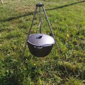 Caldero compacto de 6 l para acampar, para cocinar al aire libre con tapa, olla portátil de hierro fundido, utensilios de cocina para fogatas, ideal para senderismo, regalo para turistas.