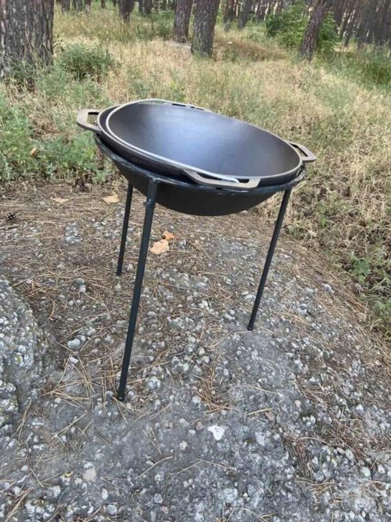 8L Cast Iron Asian Cauldron With Grill Lid, Authentic Cast Iron Wok Pot ...