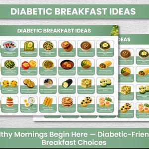 Diabetic Breakfast Ideas Printable | Low GI, Low Sugar & Diabetes Friendly Meal Plan | Healthy Breakfast Chart for Type 2 Diabetes
