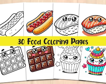 30 Cute Food Coloring Pages | Fun & Easy Food Coloring Pages for Kids | Printable Food and Drink Coloring Book