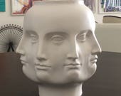 Planter, head, perpetual head, head planter, matte, white, NO drain hole, ceramic, handmade, pot, flower pot, vase