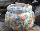 African Violet pot, large, round, White, orange, yellow, green, cobalt, self watering, modern, minimalist, Violet pot