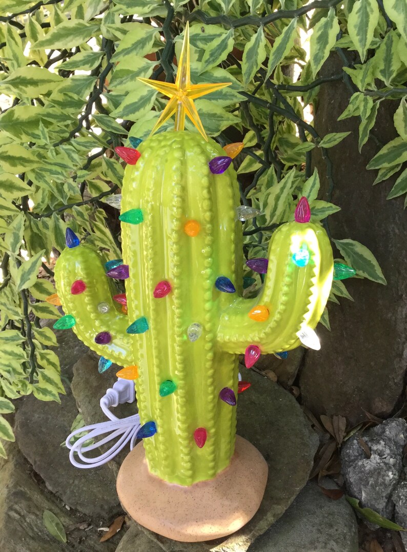 Christmas cactus lighted Christmas tree ceramic saguaro | Etsy