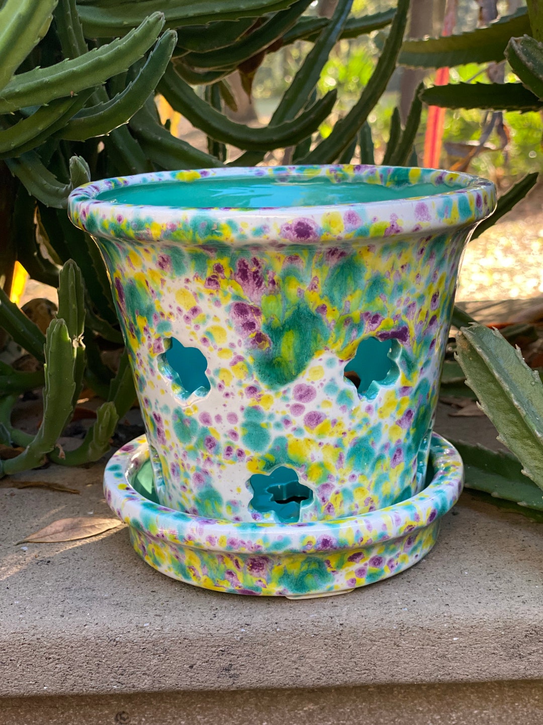 Ceramic Orchid Pot, Planter, Flower Pot, Window Garden, Orchid, Jade