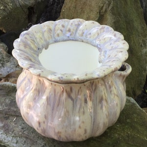 Fluted Beige African Violet Pot, Self Watering, Modern Planter