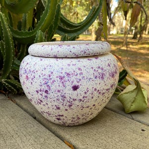 African Violet pot, large, tapered, white, purple, amethyst, self watering, modern, Violet pot, window garden, houseplant