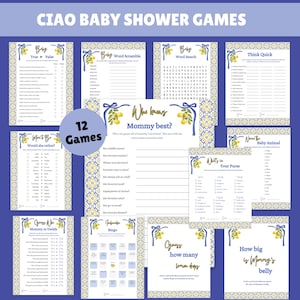 Lemon Baby Shower Games Bundle: Amalfi Coast Theme (Printable/Editable Canva Template)