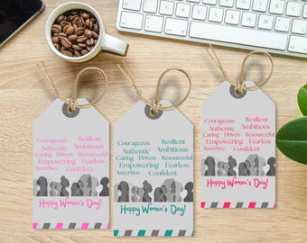 Printable Women's Day Gift Tag for Inspiring Women, International Women's Day Card