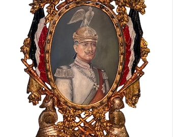 Imperial WW1 WWI German Patriotic World War 1 Emperor Kaiser Wilhelm II Painting Imperial Prussian Oil Painting Hohenzollern Monarchy WW1