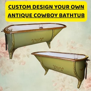 CUSTOMIZED Antique 1890’s Cowboy Bathtub Wood Bath Tub Clawed foot bathtub antique metal Bathtub Victorian clawed feet tub antique zinc tub