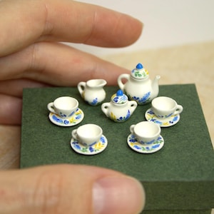 Miniature Tea Set 1:12 &quot;Dusk herbs&quot;, Collectible Miniature Tableware