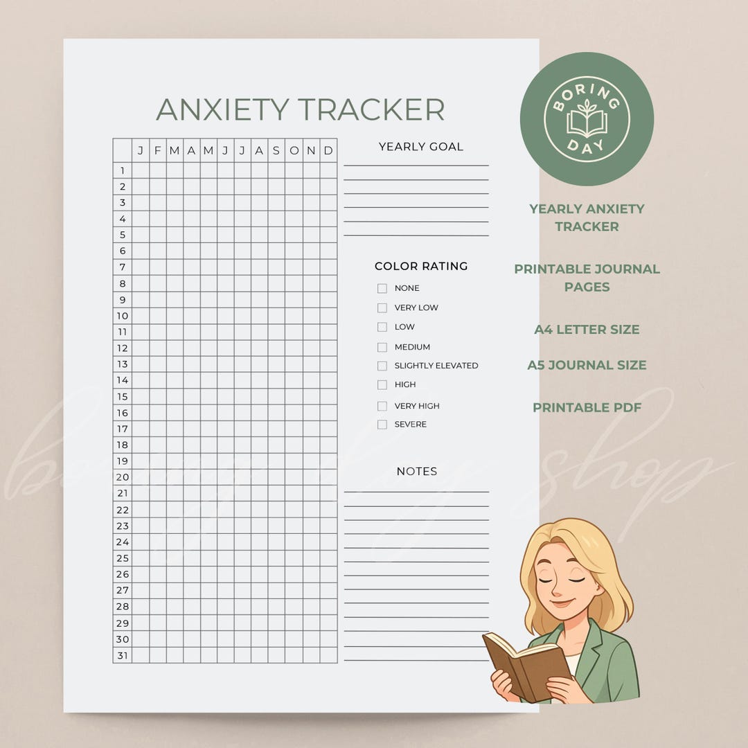 Anxiety Tracker Printable | Mental Health Worksheet | Mood & Stress ...