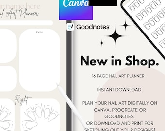 Planificador digital de diseño de uñas / Descarga instantánea / Edición en Canva, Procreate, Goodnotes / Imprimible / Planificador de diseño de uñas / Plantilla de diseño de uñas