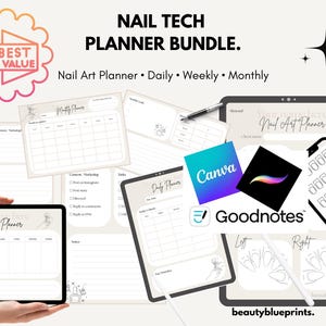 Nail Tech Planner Bundle | Nail Art, Daily, Weekly, Monthly Business Organizer (Digital Download)
