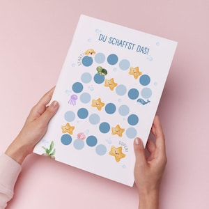 Gráfico de recompensas para crianças - mundo subaquático, gráfico de recompensas, jogo motivacional, modelo digital, download instantâneo, Montessori