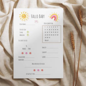 Babyparty Orakelkarten DIN A5 | 10er Set Baby Ratekarten | Nachhaltiges Spiel für Babyshower | Baby Vorhersage Karten FSC zertifiziert