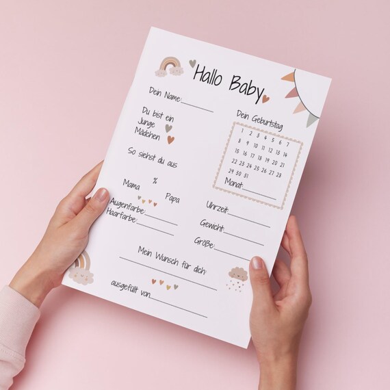 Huxters Babyparty-Karte Mit Wortsuchspiel – Personalisierbare Glückwunschkarte, 14,8 Cm, Mit Umschlag