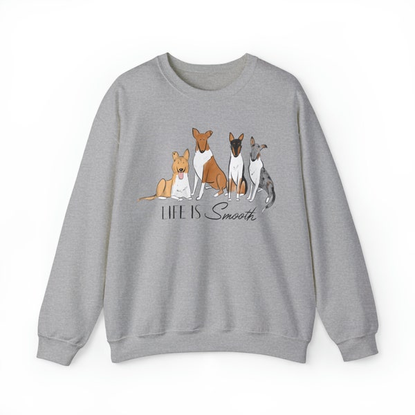 Life is Smooth - Unisex Heavy Blend Crewneck Sweatshirt with Dog Art for Smooth Collie Lovers