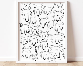 Wall Flower Collies - Dog Art Poster Print for Rough Collie Lovers