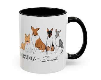 Mornings Are Smooth - Coffee and Tea Mug 11 oz and 15 oz with Dog Art for Smooth Collie Lovers