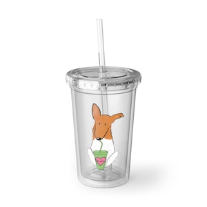 Smoothie con uno Smoothie - Tumbler trasparente da 16 once con cannuccia per gli amanti dello Smooth Collie