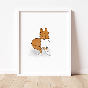 Caoba Sable Collie - Impresión del cartel del arte del perro para los amantes del Rough Collie