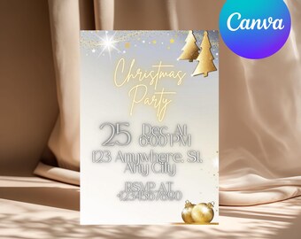 Editable Christmas Dinner Invitation Template: Golden Party Design
