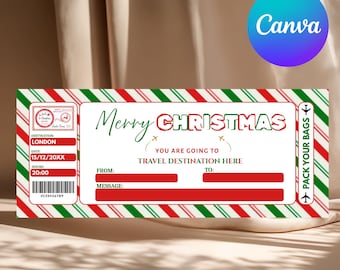Christmas Boarding Pass Template: Surprise Vacation Reveal (Digital)