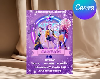 K-POP Demon Hunters Invitation | KPOP Demon Hunters Birthday Party Invitation | Editable K Pop Party Invitation | K Pop Huntrix Party Invite