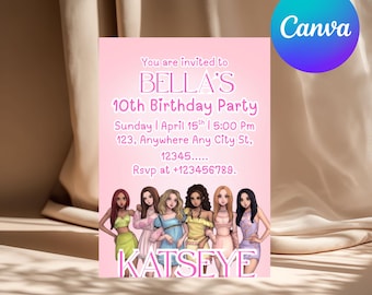 KATSEYE Theme Birthday Invitation Bundle | Editable Canva Templates