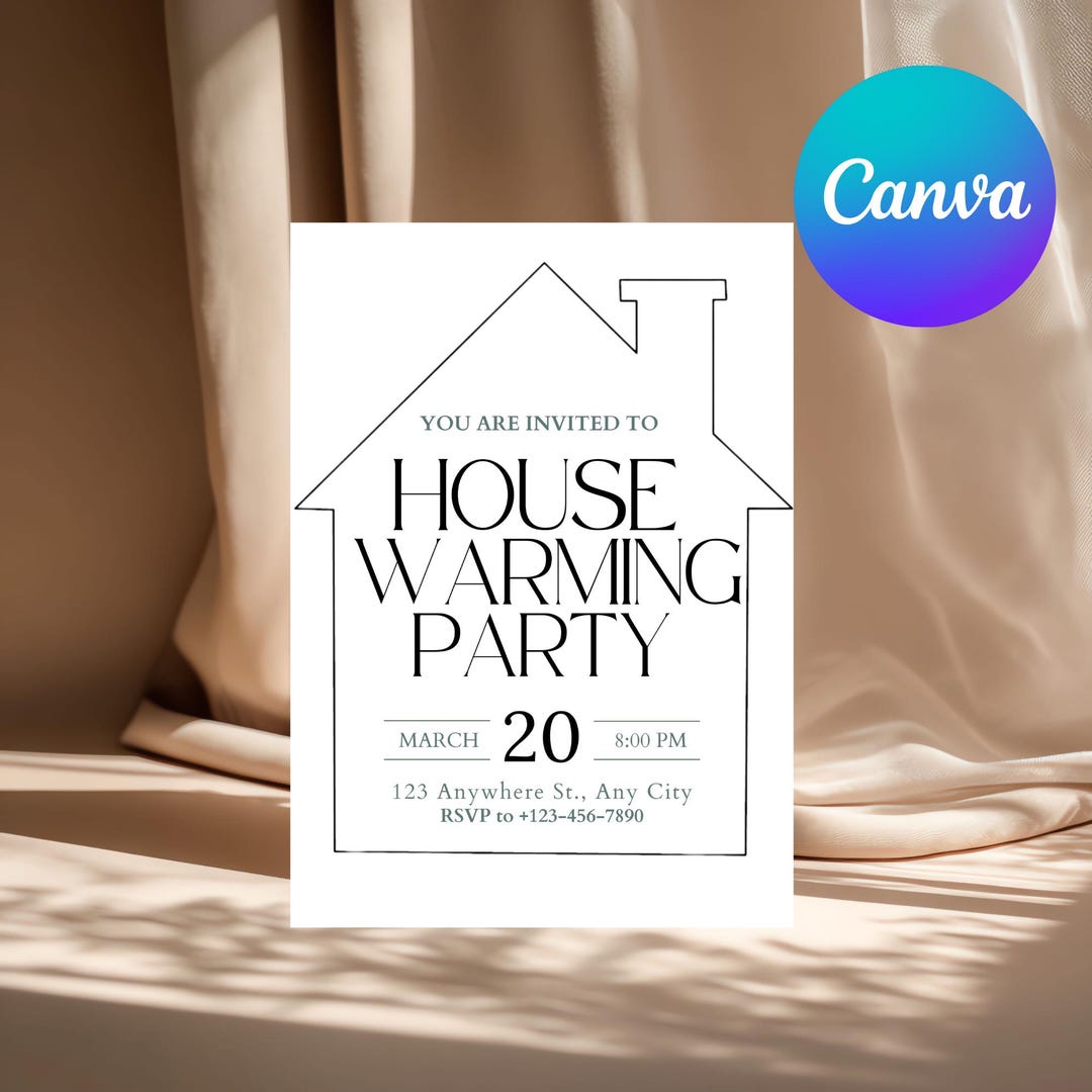 Minimalist Housewarming Invitation Template, New Home Party (digital ...