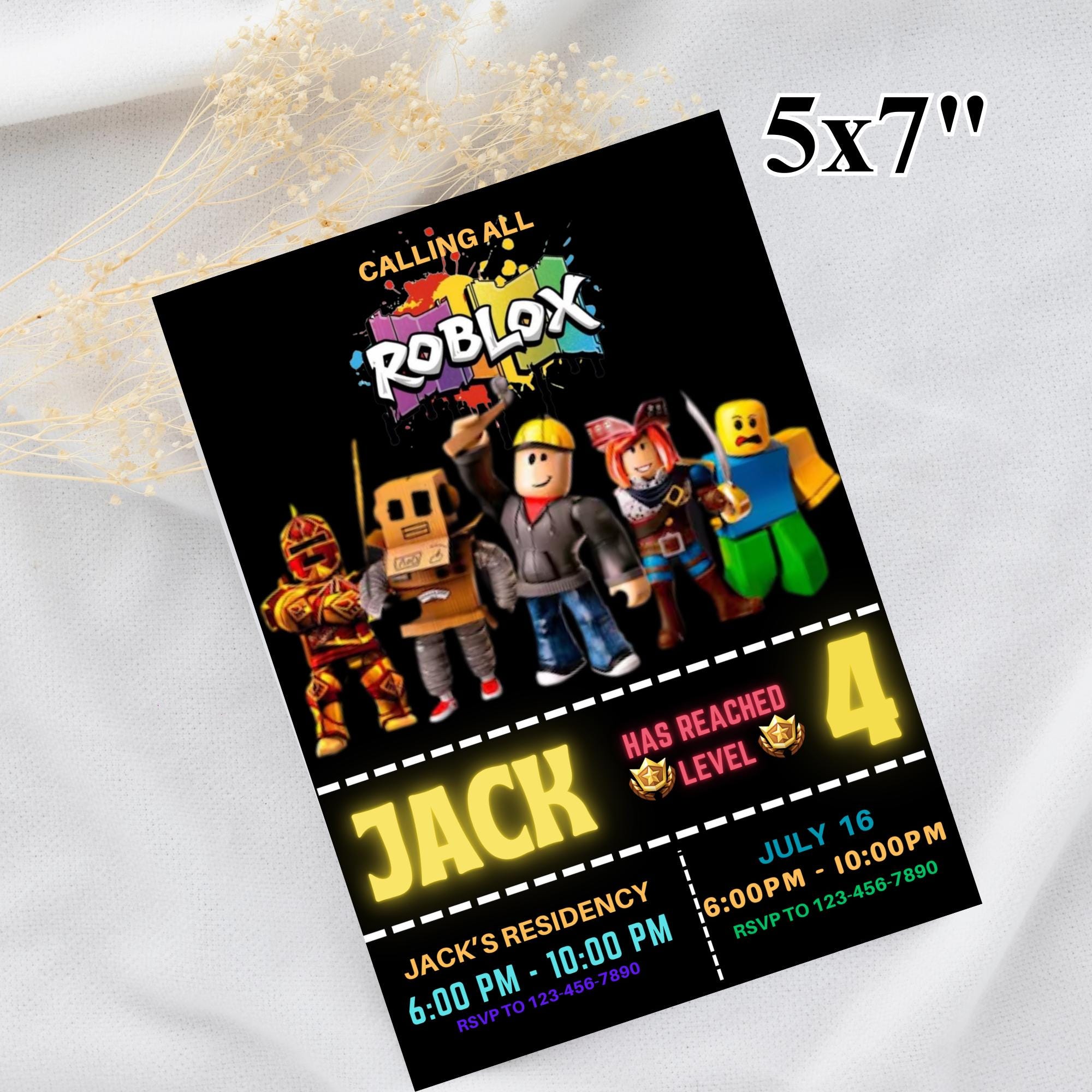 Editable Roblox Birthday Invitation – Canva Template – Kids Party ...