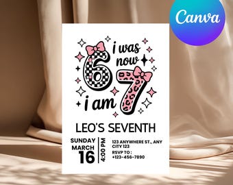 Custom 67 Slang Birthday Invitations, Six Seven Birthday Invitation, 6-7 Birthday Invitation for Girls Editable Trending Girl Digital Invite