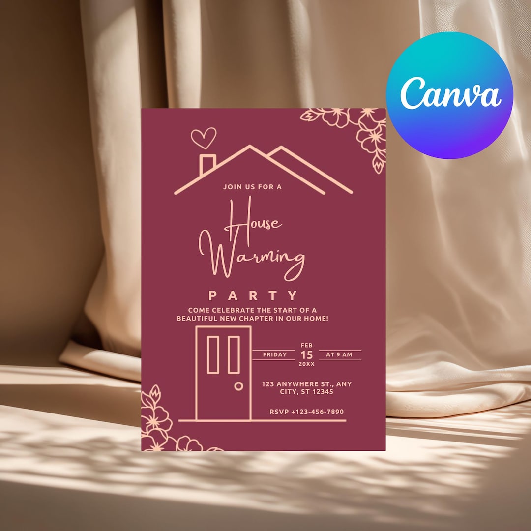 Editable Housewarming Invitation Template, New Home Party (digital ...
