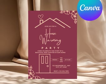 Editable Housewarming Invitation Template, New Home Party (Digital Download, Canva Edit), Home Sweet Home New Apartment Invite