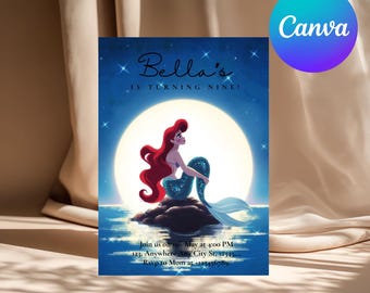 Ariel Birthday Invitation Template: Editable Little Mermaid Invite (Digital)