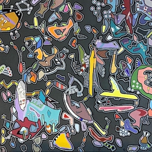 Oeuvre originale  peinture acrylique sur toile 50x50cm "Dans le cerveau de l'artiste", abstraction, pop art, art contemporain, décoration