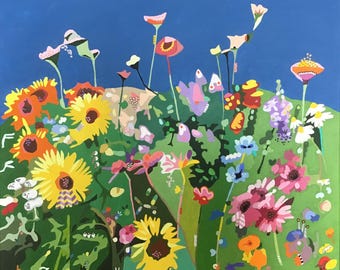 キャンバスに描かれたオリジナルのアクリル画、30x40cm、「In the