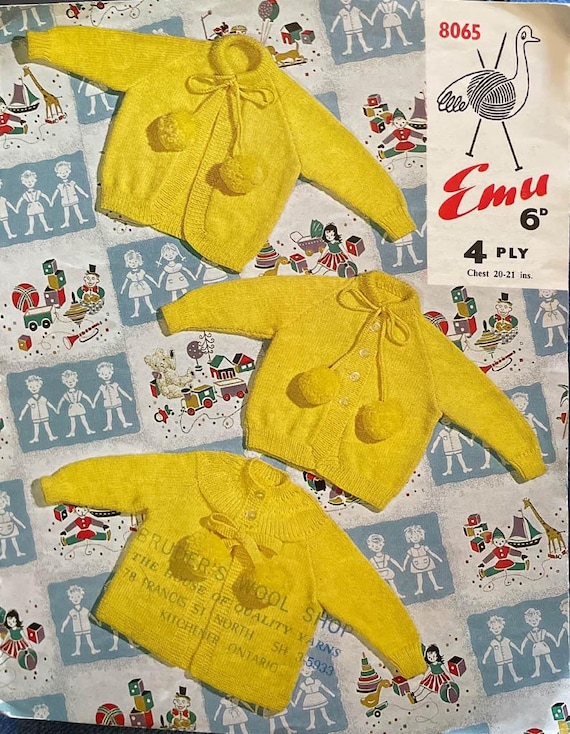 Emu 4ply yarn - 4 baby sweaters