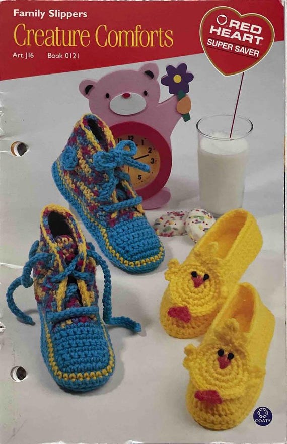 Creature Comforts - Family Slippers in Red Heart. Book 0121