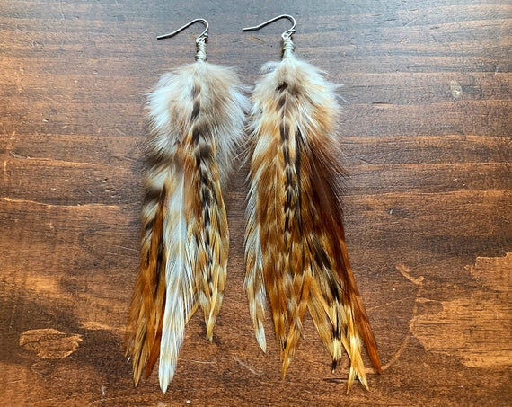 Sterling Silver Feather Earrings with a copper center shaft, Gift for –  Cowboy Specialist