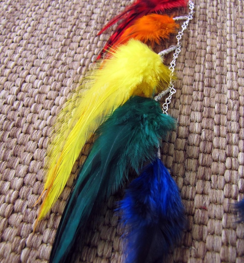 Feather Earrings Long Colorful Rainbow Gay Pride Feather Etsy