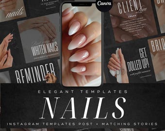 Luxury Nail Salon Instagram Templates: Canva Social Media Posts
