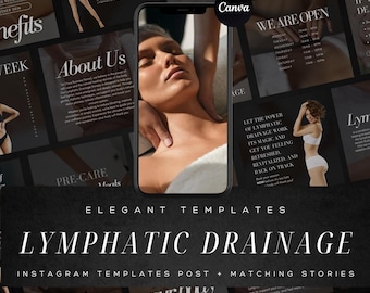 Lymphatic Drainage Instagram Templates | Post Surgery Massage & Med Spa Canva Posts for Estheticians