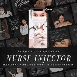 Luxury Nurse Injector Instagram Templates | Botox & Filler Canva Posts | Medspa And Aesthetics Nurse Branding Kit