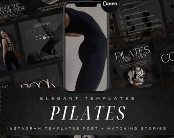 Instagram-mallar för pilatesinstruktörer – Canva-paket med innehåll för sociala medier