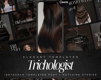 Luxury Trichologist Instagram Post Templates for Skincare, Med Spa, Esthetician and Dermatologist Social Media Marketing Bundle