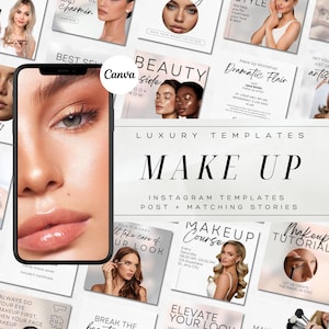 Makeup Artist Instagram Templates | Beauty Blogger & MUA Canva Posts | Makeup Branding And Social Media Marketing Kit